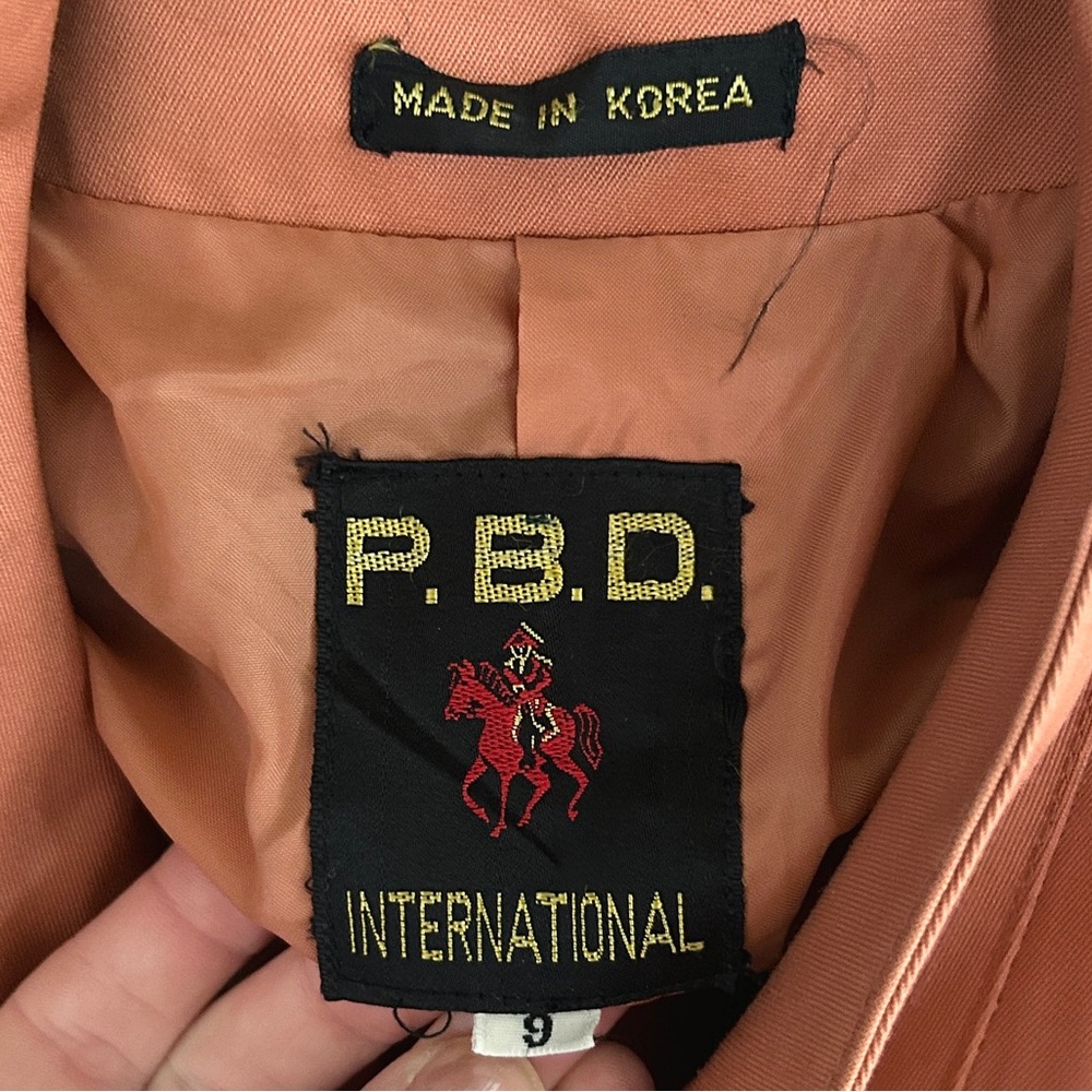 VINTAGE PBD INTERNATIONAL 90s Rust Belted Trench Coat Dress Parisian Retro Small - Picture 2 of 13